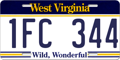 WV license plate 1FC344