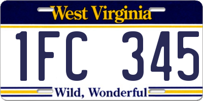 WV license plate 1FC345