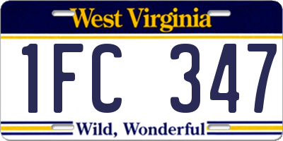 WV license plate 1FC347