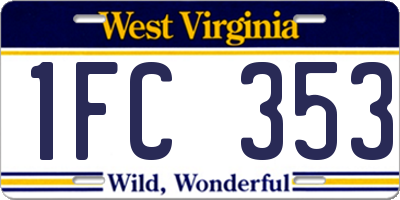 WV license plate 1FC353
