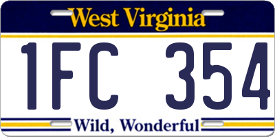 WV license plate 1FC354