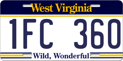 WV license plate 1FC360