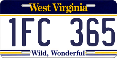 WV license plate 1FC365