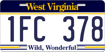 WV license plate 1FC378