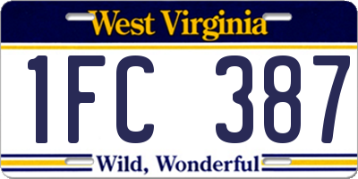 WV license plate 1FC387