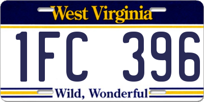 WV license plate 1FC396