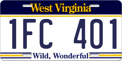 WV license plate 1FC401