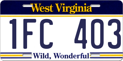 WV license plate 1FC403