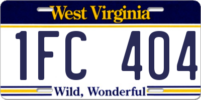 WV license plate 1FC404