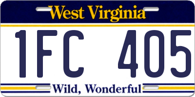 WV license plate 1FC405