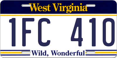 WV license plate 1FC410