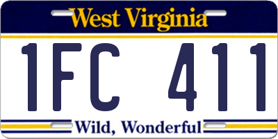 WV license plate 1FC411