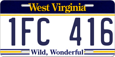 WV license plate 1FC416