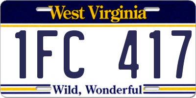 WV license plate 1FC417