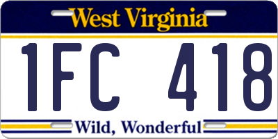 WV license plate 1FC418