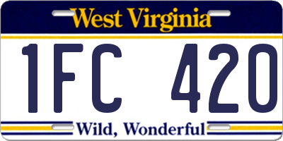 WV license plate 1FC420