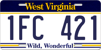WV license plate 1FC421