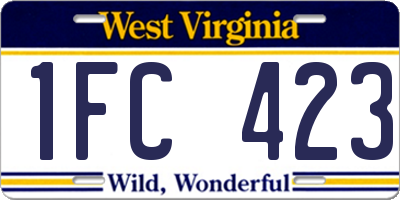 WV license plate 1FC423