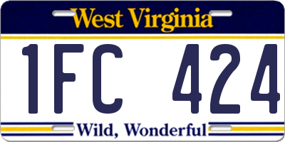 WV license plate 1FC424