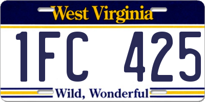 WV license plate 1FC425