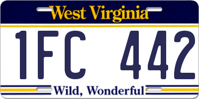 WV license plate 1FC442