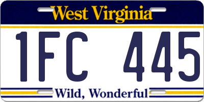 WV license plate 1FC445