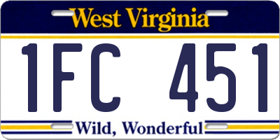WV license plate 1FC451