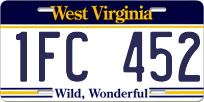 WV license plate 1FC452