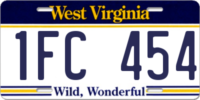WV license plate 1FC454