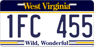 WV license plate 1FC455