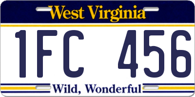 WV license plate 1FC456