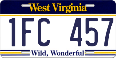 WV license plate 1FC457