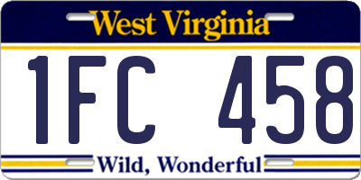 WV license plate 1FC458
