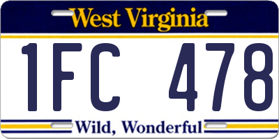 WV license plate 1FC478