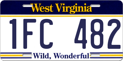 WV license plate 1FC482
