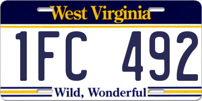 WV license plate 1FC492