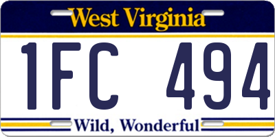 WV license plate 1FC494