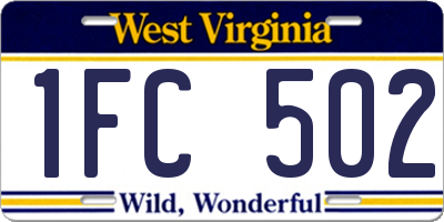 WV license plate 1FC502