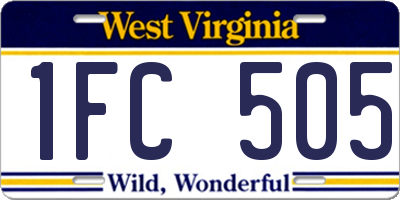 WV license plate 1FC505