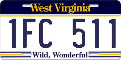WV license plate 1FC511