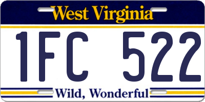 WV license plate 1FC522