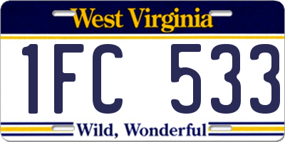 WV license plate 1FC533