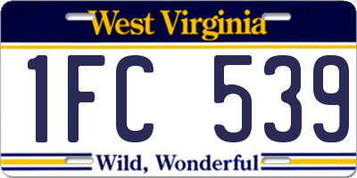 WV license plate 1FC539