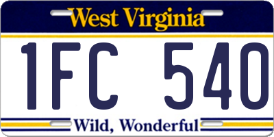 WV license plate 1FC540