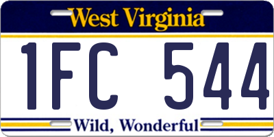 WV license plate 1FC544