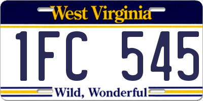 WV license plate 1FC545