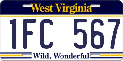 WV license plate 1FC567