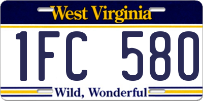 WV license plate 1FC580