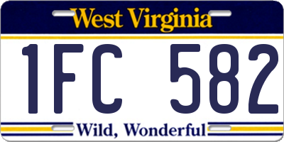 WV license plate 1FC582
