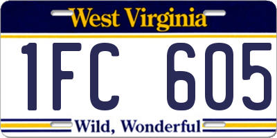 WV license plate 1FC605